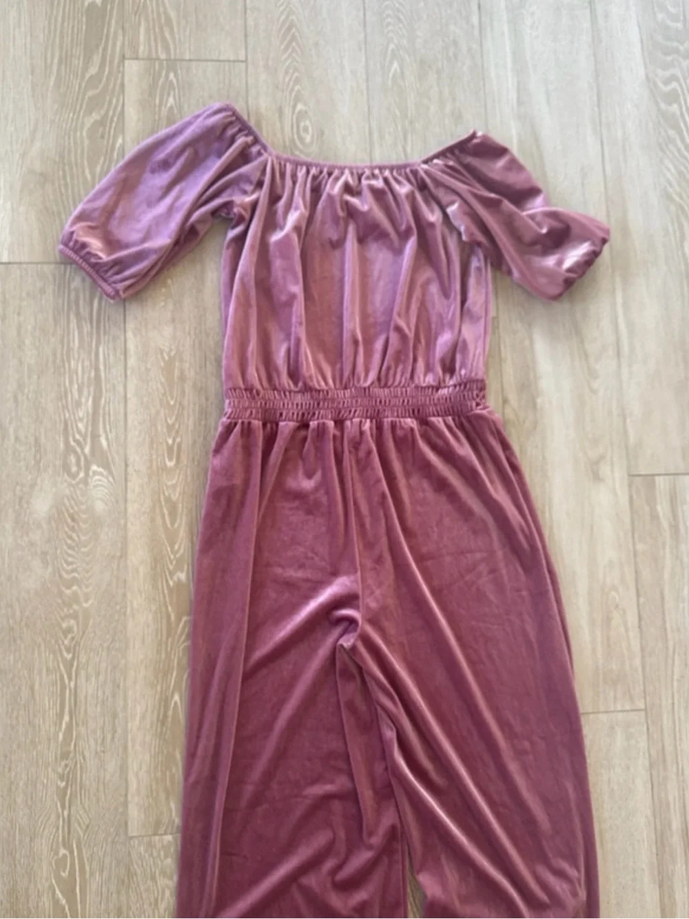 NWT Old Navy Girls Pink Velour Puff Sleeve Jumpsuit XXL 18